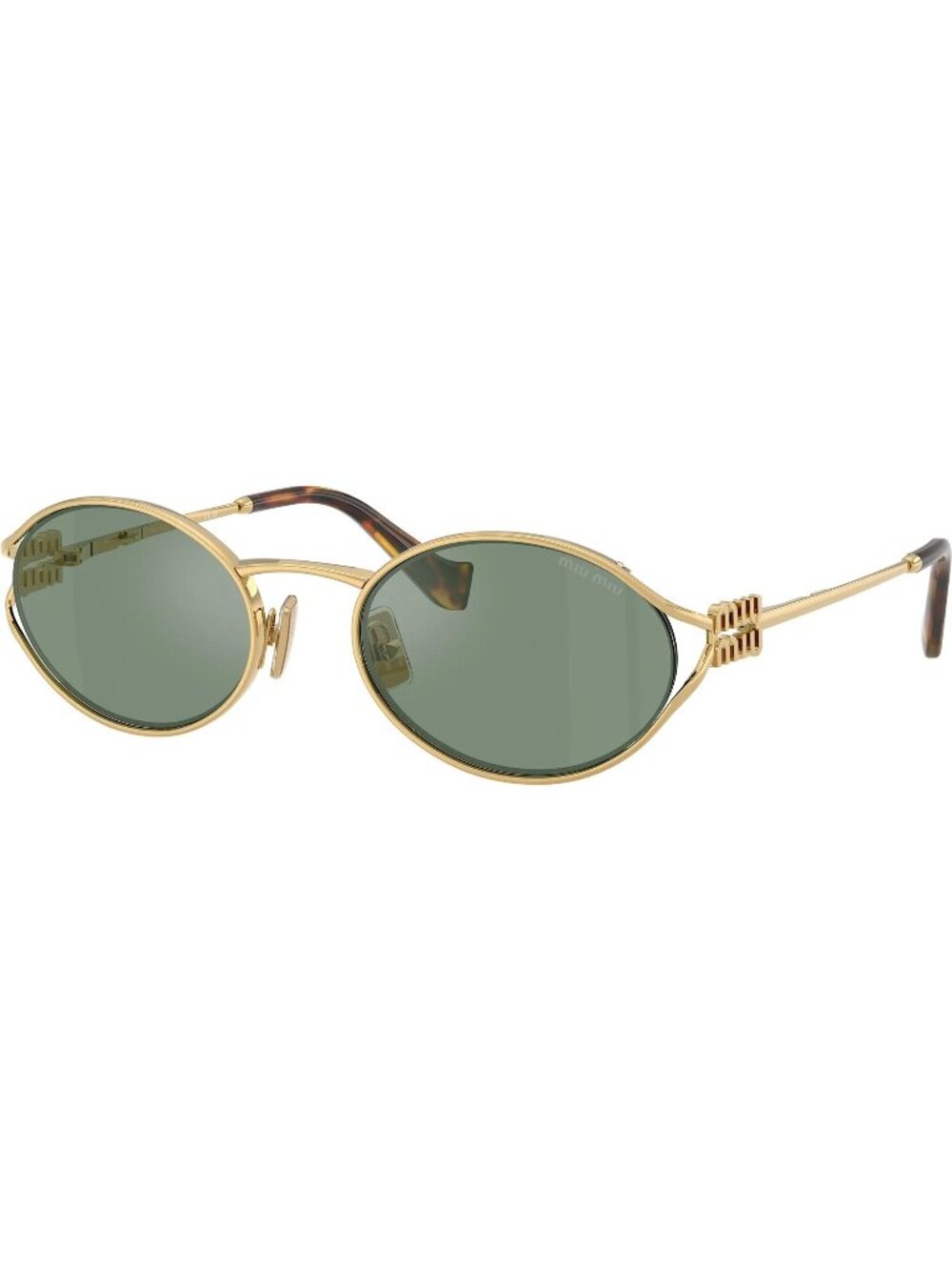 NEW MIU MIU SUNGLASSES, MU52YS 5AK04M GOLD/GREEN WOMEN MU 52YS, SMU 52Y EYEWEAR